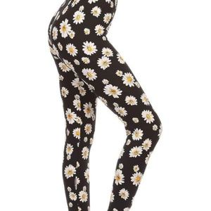 One Size Adult Small Daisy Print Leggings